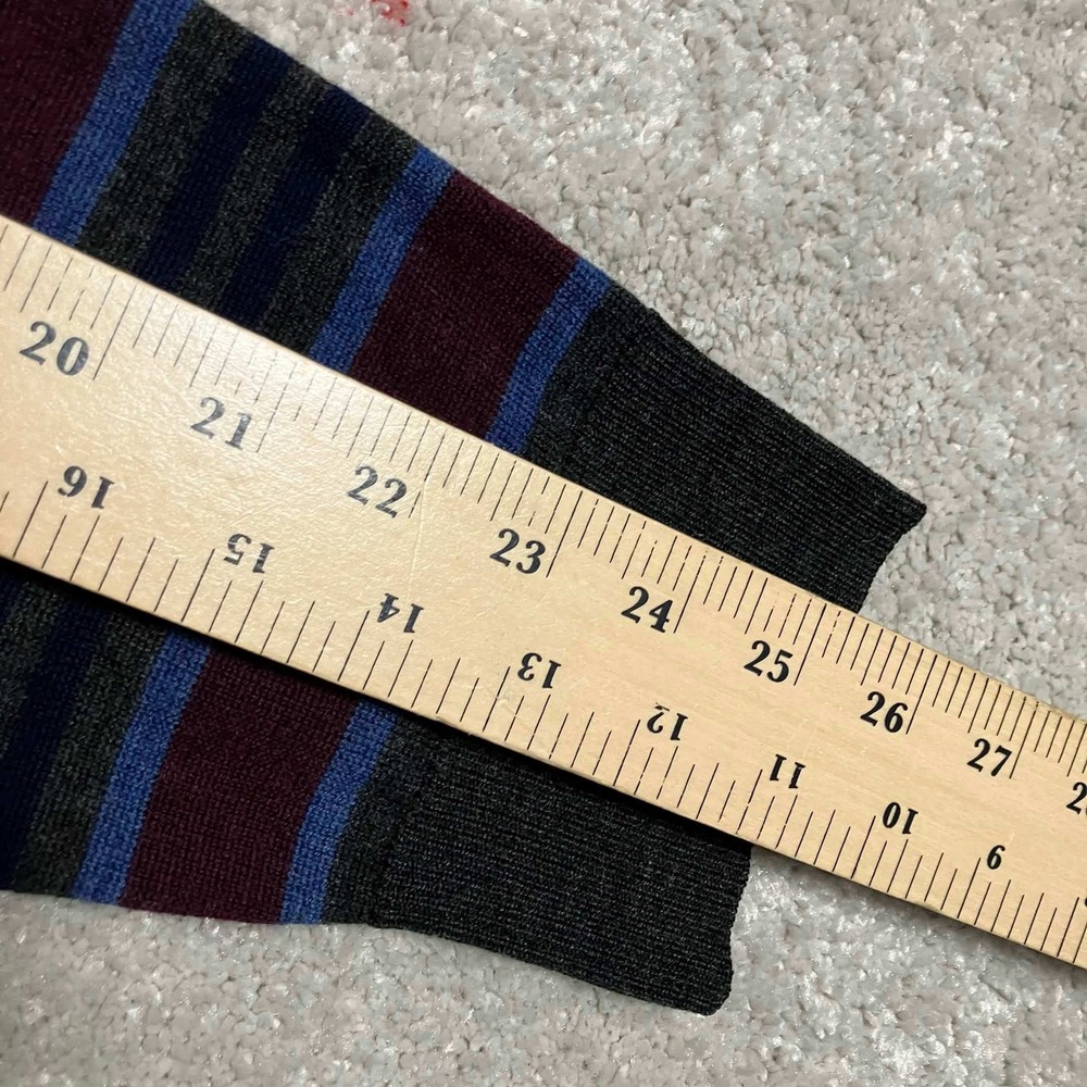 VTG Gap V-Neck Sweater Mens L Gray Blue Maroon Striped Italian Merino Wool 90s - Picture 12 of 14